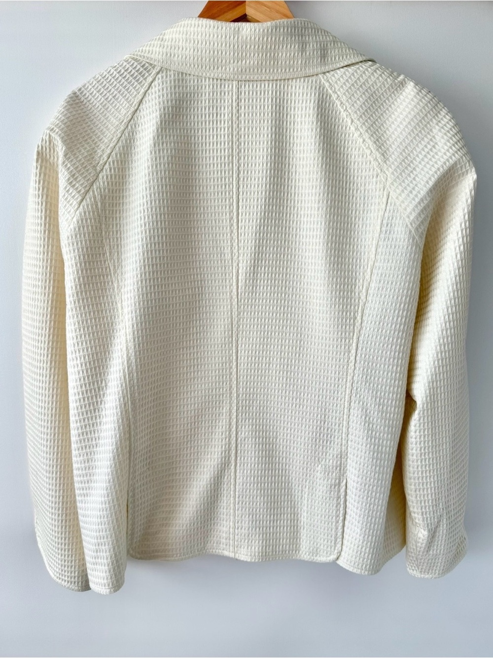 TALBOTS | Vintage Cream Waffle Double Breasted Blazer Jacket Plus Size 20W - Picture 4 of 7